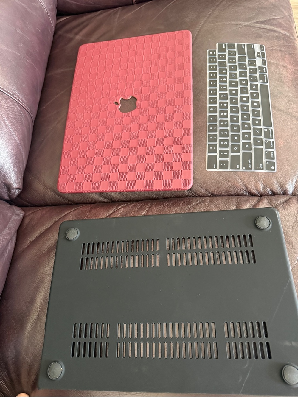 Apple MacBook with Red Checkered Protective Skin